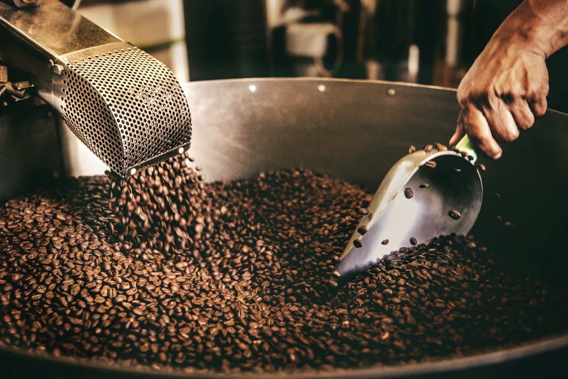 Boabe de cafea proaspăt prăjite